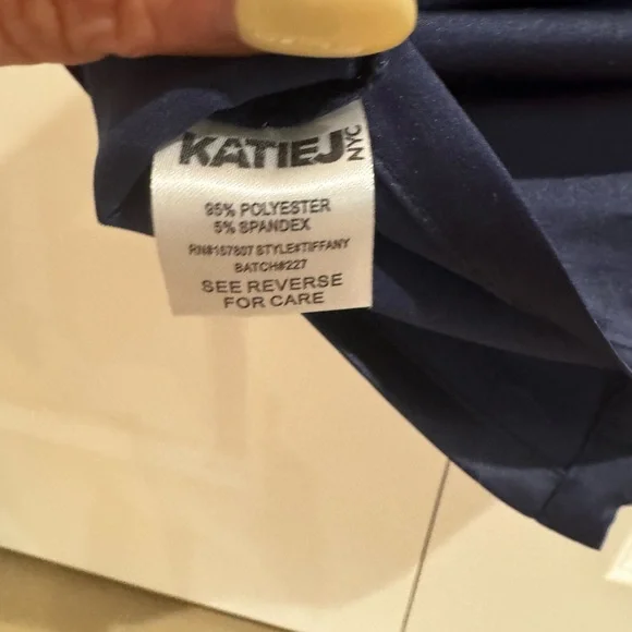 Katie J NYC Navy Satin Blouse - Picture 4 of 4